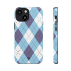 BLUE WHITE PURPLE ARGYLE | Tough Phone Case