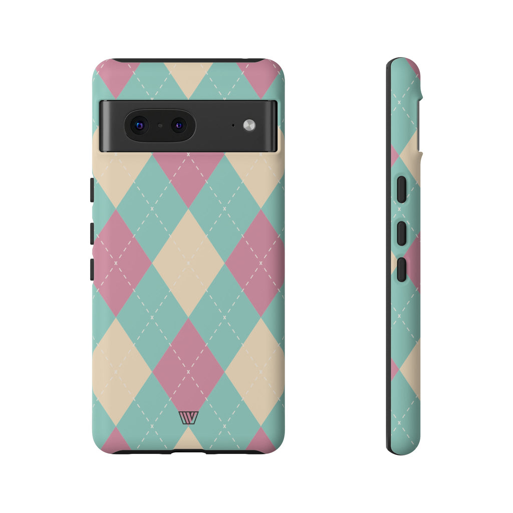 BLUE PINK BEIGE ARGYLE | Tough Phone Case
