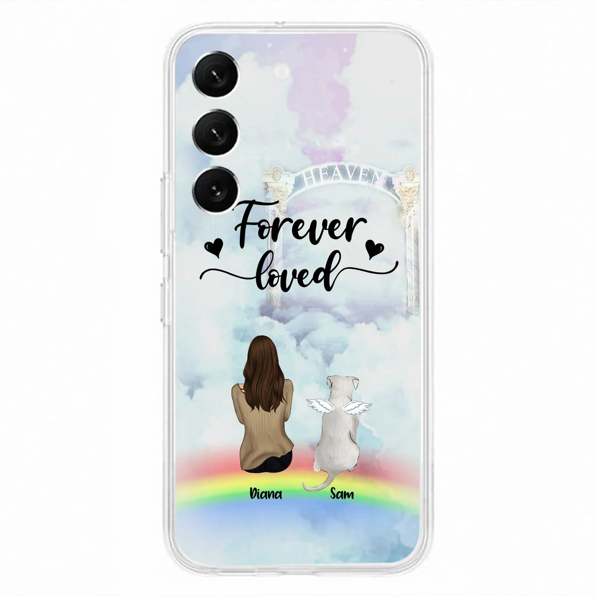 Custom Personalized Memorial Pets Phone Case - Man/Woman With Upto 4 Pets - Memorial Gift For Dog Lovers/Cat Lovers - Forever Loved - For iPhone And Samsung Phone Case - AXSIO5
