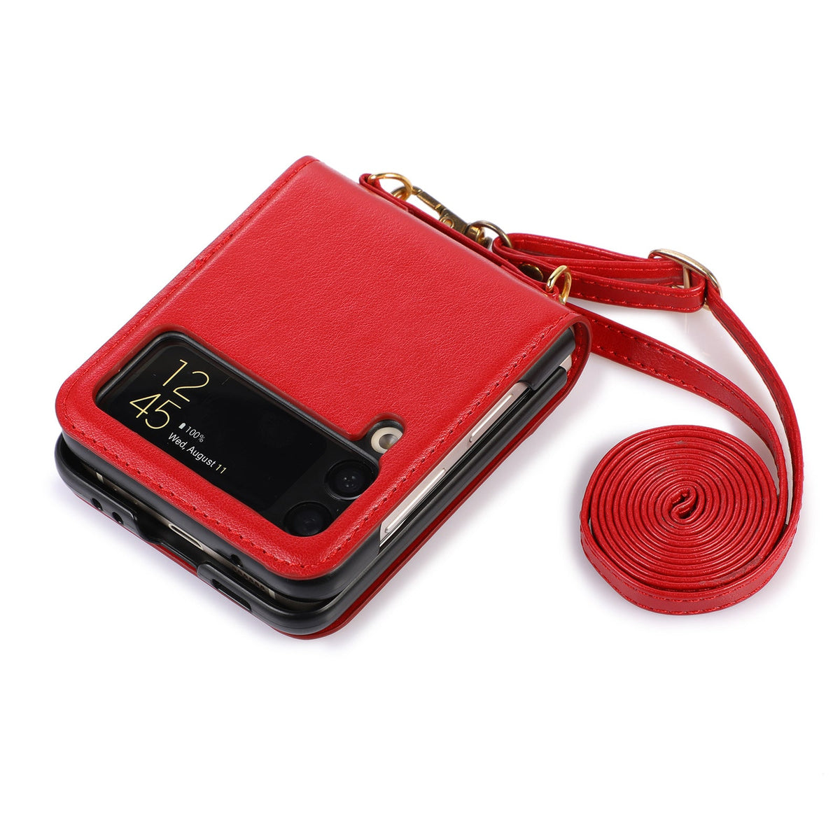 New Samsung Z Flip5 Folding Screen Phone Case with Diagonal Span Galaxy Z Flip4 Card Insertion Protective Cover