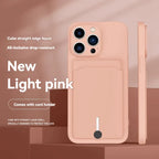 Mobile phone case card slot  for iphone 16 15 14 13 12 11 pro max mini plus silicone  soft tpu Credit card  bag cover case