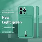 Mobile phone case card slot  for iphone 16 15 14 13 12 11 pro max mini plus silicone  soft tpu Credit card  bag cover case