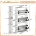 Shoe Cabinet with Open Shelves Modern Shoe Organizer with 3 Flip Drawers