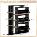 Shoe Cabinet with Open Shelves Modern Shoe Organizer with 3 Flip Drawers