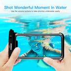 Black White Full View Waterproof Case for Phone Underwater Snow Transparent Swimming Pouch Big Mobile Phone Covers Waterproof Mobile Phone Case Underwater Waterproof Iphone Case