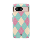 BLUE PINK BEIGE ARGYLE | Tough Phone Case