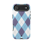 BLUE WHITE PURPLE ARGYLE | Tough Phone Case