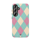 BLUE PINK BEIGE ARGYLE | Tough Phone Case