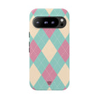BLUE PINK BEIGE ARGYLE | Tough Phone Case