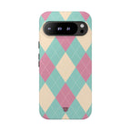 BLUE PINK BEIGE ARGYLE | Tough Phone Case