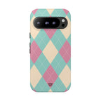 BLUE PINK BEIGE ARGYLE | Tough Phone Case